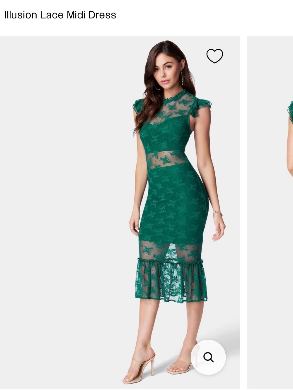 bebe Emerald Lace Midi Dress with Sheer Panels